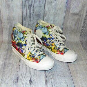 CONVERSE Chuck Taylor All Star Lux Hi Floral Hidden Wedge Womens Size 7.5